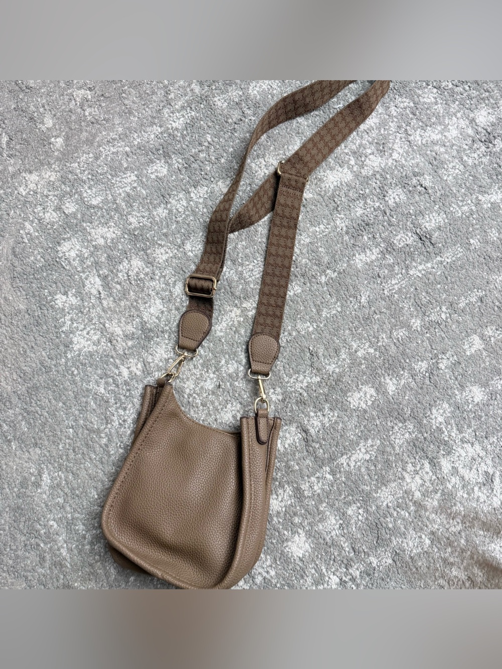 Brown Pebbled Leather Crossbody with Adjustable Monogram Strap